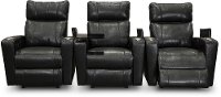 Black Leather-Match 3 Piece Power Home Theater Seating - Carter-3
