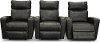 Steel Gray Leather-Match 3 Piece Power Home Theater Seating - Carter