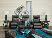 Steel Gray Leather-Match 3 Piece Power Home Theater Seating - Carter-2
