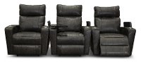 Steel Gray Leather-Match 3 Piece Power Home Theater Seating - Carter-3