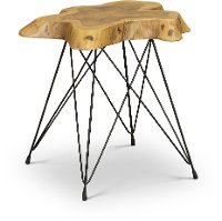 Live Edge Teak End Table - Star