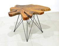 Live Edge Teak End Table - Star-2
