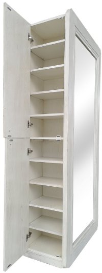 Country Distressed White Mirror Wardrobe - Chapel Hill-3