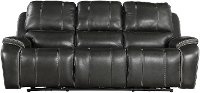 Harry Cyclone Dark Gray Leather-Match Power Reclining Sofa