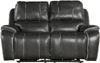 Cyclone Dark Gray Leather-Match Power Reclining Loveseat - Potter