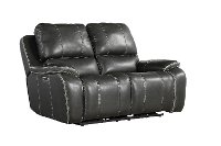 Cyclone Dark Gray Leather-Match Power Reclining Loveseat - Potter-2