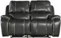 Harry Cyclone Dark Gray Leather-Match Power Reclining Loveseat