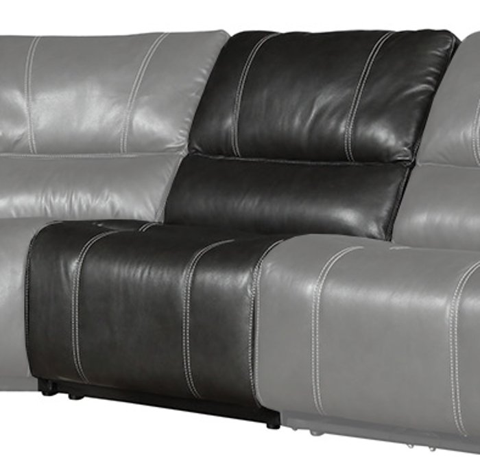 Harry Cyclone Dark Gray Leather-Match Armless Power Recliner with Power Headrest and Lumbar