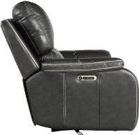 Cyclone Dark Gray Leather-Match Power Recliner - Harry-4