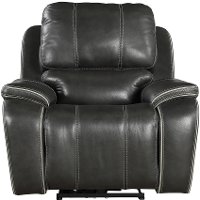 Cyclone Dark Gray Leather-Match Power Recliner - Potter-5