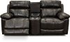 Chocolate Brown Leather-Match Power Reclining Console Loveseat - integrity