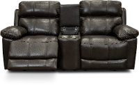 Chocolate Brown Leather-Match Power Reclining Console Loveseat - integrity
