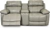 Slate Gray Leather-Match Power Reclining Console Loveseat - integrity