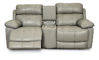 Slate Gray Leather-Match Power Reclining Console Loveseat - integrity-7