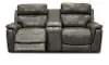 Integrity Graphite Gray Leather-Match Power Reclining Console Loveseat
