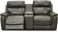 Integrity Graphite Gray Leather-Match Power Reclining Console Loveseat