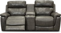 Integrity Graphite Gray Leather-Match Power Reclining Console Loveseat
