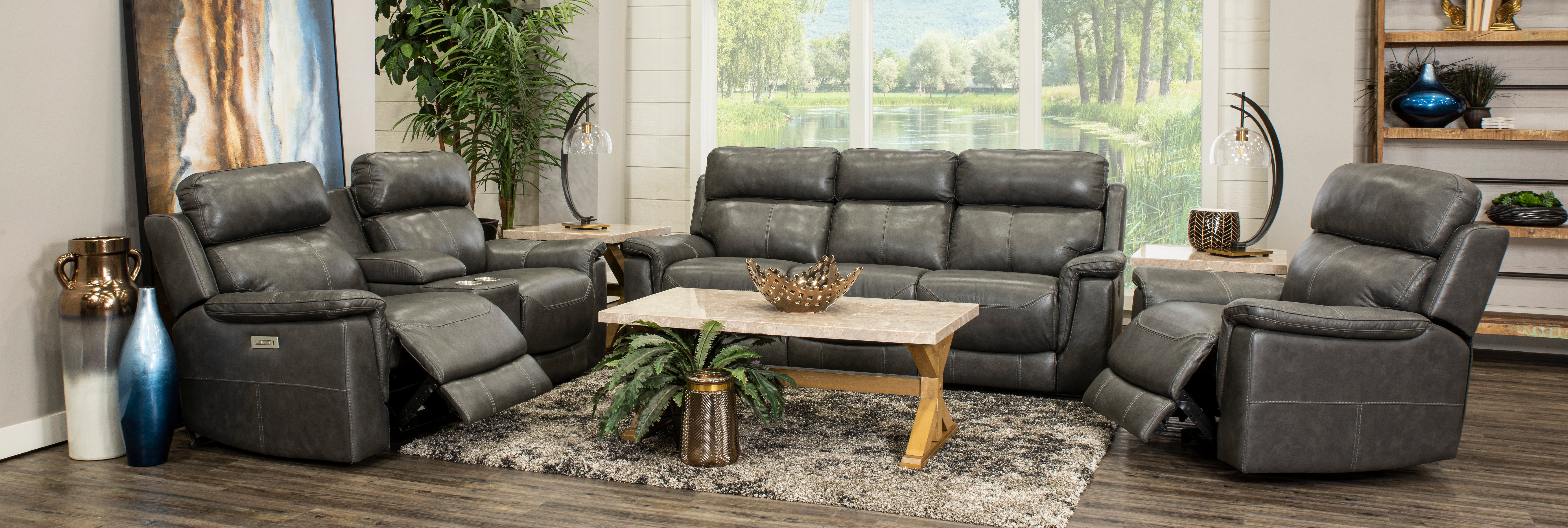 Integrity Graphite Gray Leather-Match Power Reclining Console Loveseat-3