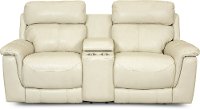 Pearl Leather-Match Power Reclining Console Loveseat - Integrity-4