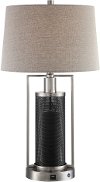 Chrome and Black Wireless Speaker Table Lamp - Tobias