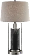 Chrome and Black Wireless Speaker Table Lamp - Tobias