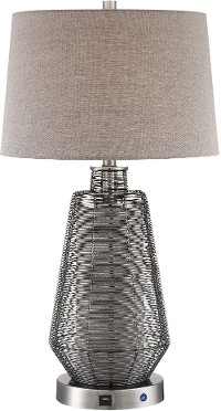 Chrome Wireless Speaker Table Lamp with LED and USB - Connor