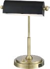 Brushed Gold Banker Desk Lamp with Black Shade - Caileb