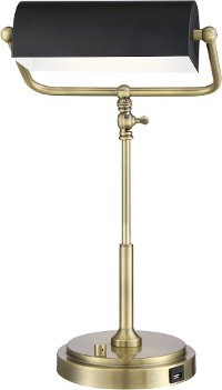 Brushed Gold Banker Desk Lamp with Black Shade - Caileb-2