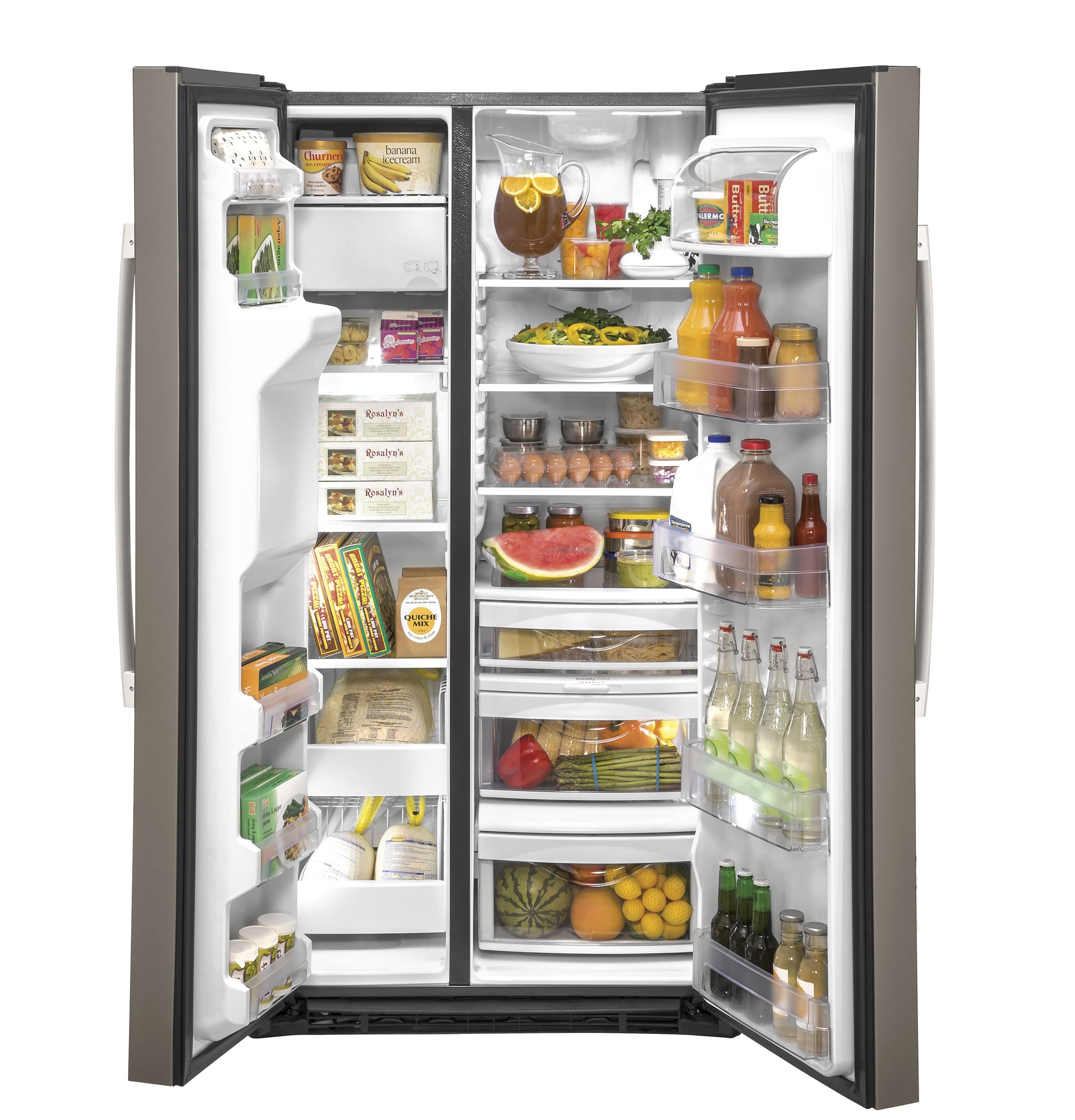 GZS22IMNES GE 21.8 cu. ft. Side by Side Counter Depth Refrigerator - 36 Inch Black Stainless Steel-2