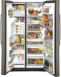 GZS22IMNES GE 21.8 cu. ft. Side by Side Counter Depth Refrigerator - 36 Inch Black Stainless Steel-2