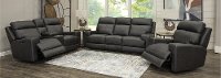 Space Gray Leather-Match Power Reclining Console Loveseat - Solana-4