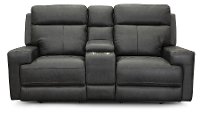 Space Gray Leather-Match Power Reclining Console Loveseat - Solana-5