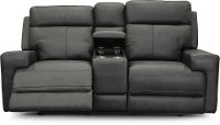Space Gray Leather-Match Power Reclining Console Loveseat - Solana-6