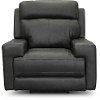 Space Gray Leather-Match Power Recliner - Solana