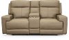 Moon Tan Leather-Match Power Reclining Console Loveseat - Solana