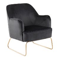 CHR-DANIELLASL-AUBK Black Velvet Contemporary Accent Chair - Campania