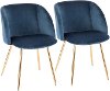 CH-FRAN-AU+BU2 Blue Velvet Contemporary Chairs (Set of 2) - Luna