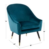 CHR-MATSE-BK+SV Silver Velvet Contemporary Accent Chair - Matisse