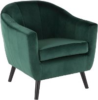 CHR-RCKWLV-GN Green Velvet Contemporary Accent Chair - Rockwell