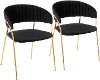 CH-TANIA-AU+BK2 Black Velvet and Gold Glam Chairs (Set of 2) - Tania