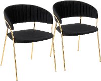CH-TANIA-AU+BK2 Black Velvet and Gold Glam Chairs (Set of 2) - Tania