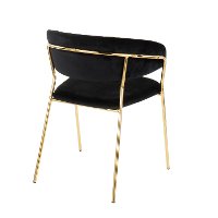 CH-TANIA-AU+BK2 Black Velvet and Gold Glam Chairs (Set of 2) - Tania-3