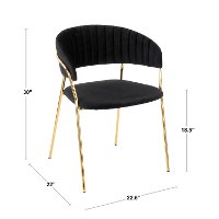 CH-TANIA-AU+BK2 Black Velvet and Gold Glam Chairs (Set of 2) - Tania-4