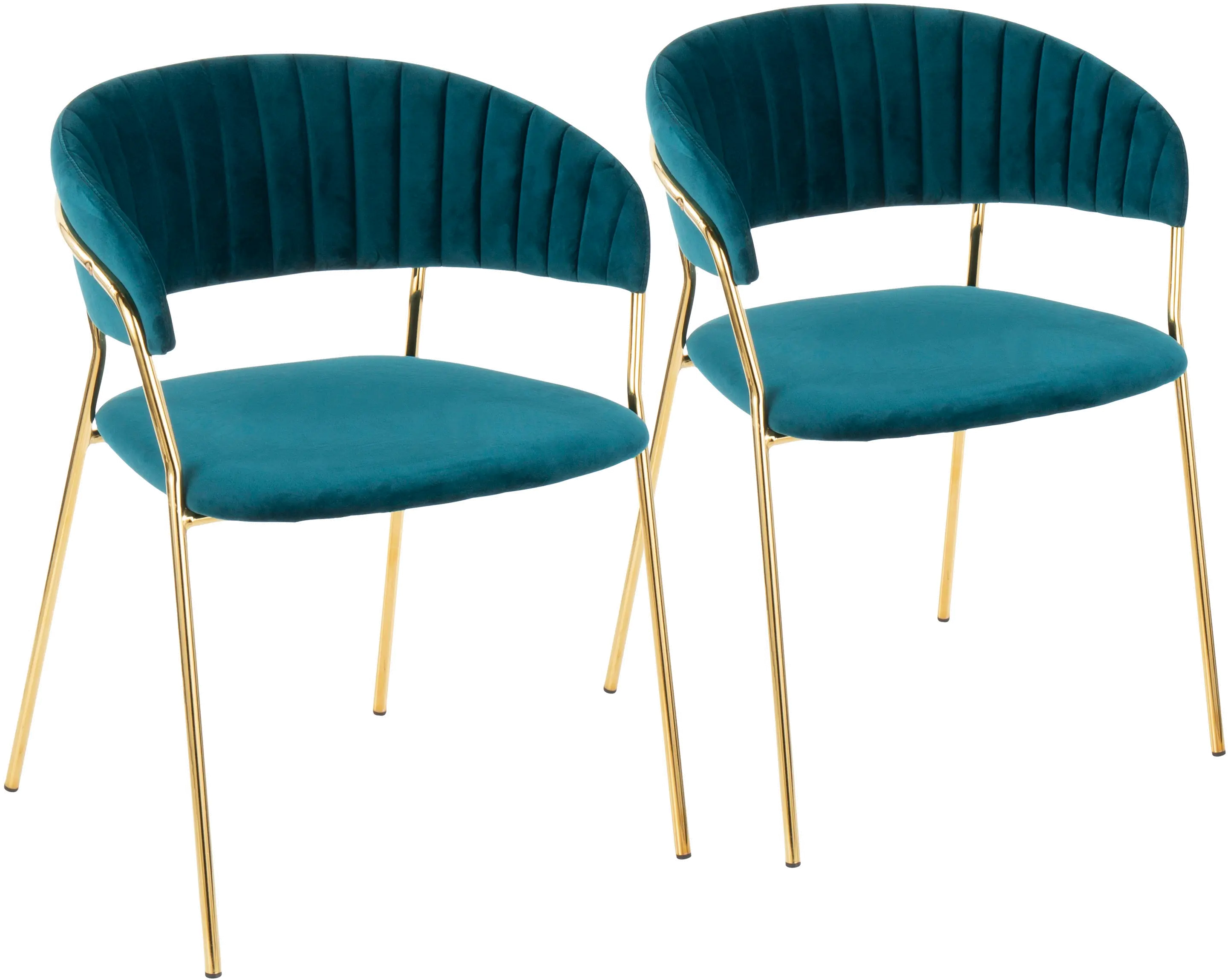 CH-TANIA-AU-TL2 Teal Velvet and Gold Glam Chairs (Set of 2) - Tania-1