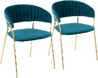 CH-TANIA-AU-TL2 Teal Velvet and Gold Glam Chairs (Set of 2) - Tania