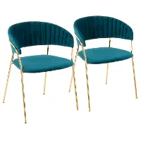 CH-TANIA-AU-TL2 Teal Velvet and Gold Glam Chairs (Set of 2) - Tania