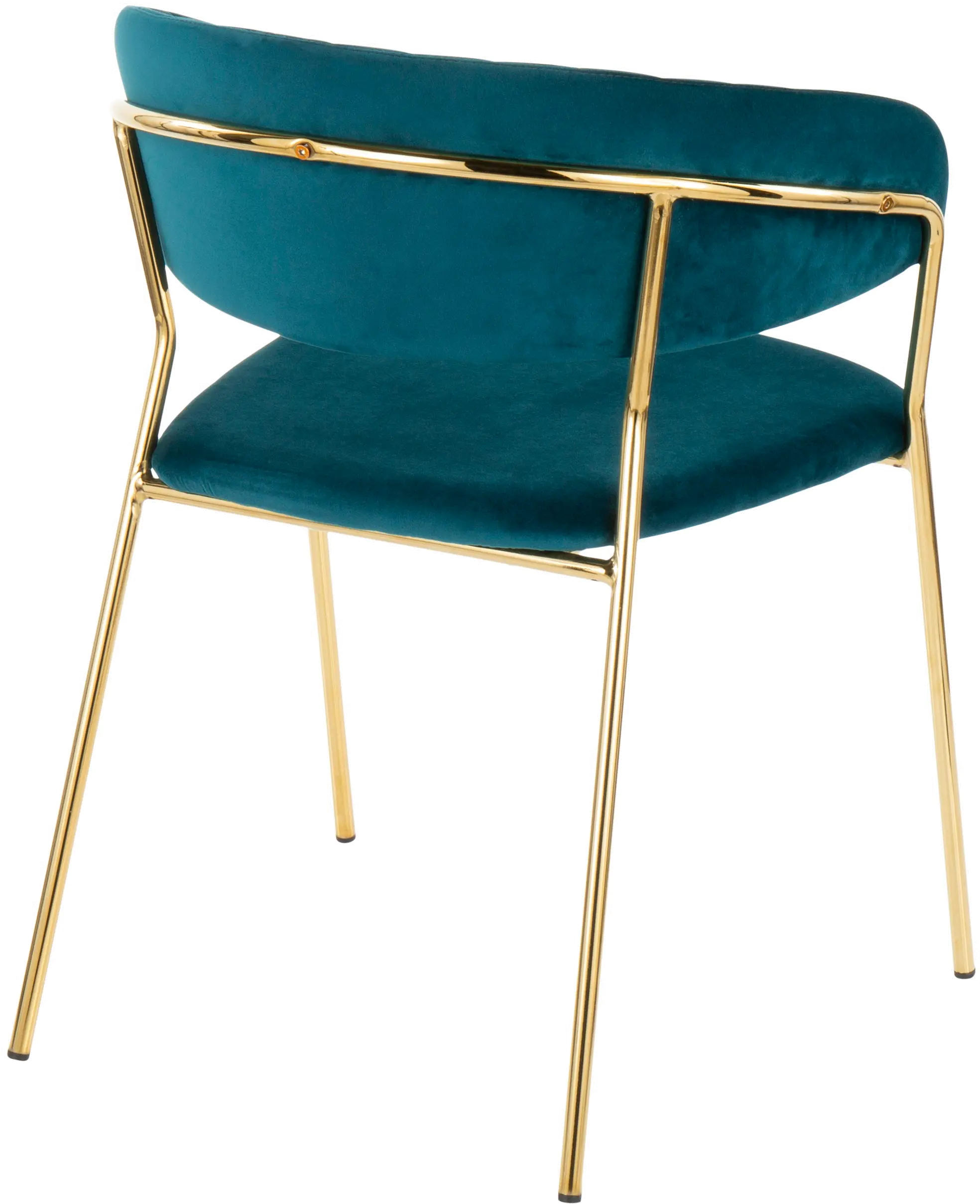 CH-TANIA-AU-TL2 Teal Velvet and Gold Glam Chairs (Set of 2) - Tania-3