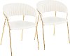 CH-TANIA-AU+W2 White Velvet and Gold Glam Chairs (Set of 2) - Tania