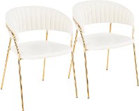 CH-TANIA-AU+W2 White Velvet and Gold Glam Chairs (Set of 2) - Tania