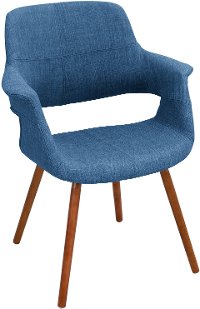 CHR-JY-VFL-BU Blue Mid-Century Modern Accent Chair - Vintage Flair